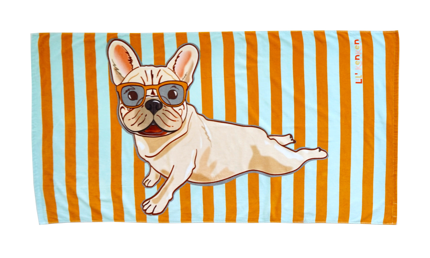 Frenchie Tangerine Stripe Beach Towel